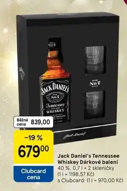 Tesco Jack Daniel's Tennessee Whiskey Dárkové balení 40 %, 0.7 l +2 skleničky nabídka