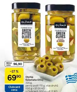 Tesco Olymp Kalamata Olivy, 320 g. pevný podíl 170 g nabídka