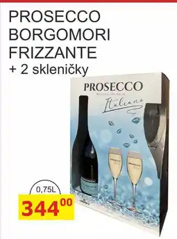 BENE Nápoje PROSECCO BORGOMORI FRIZZANTE + 2 skleničky 0,75L nabídka