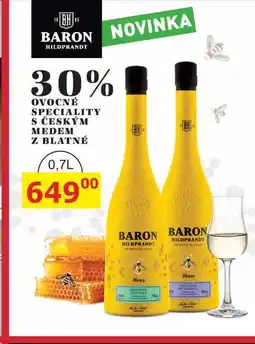 BENE Nápoje BARON HILDPRANDT 30% OVOCNÉ SPECIALITY S ČESKÝM MEDEM Z BLATNÉ 0,7L nabídka