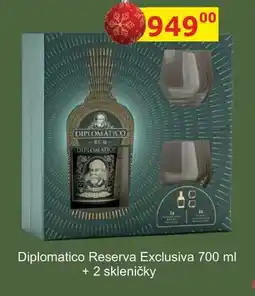 BENE Nápoje Diplomatico Reserva Exclusiva 700 ml + 2 skleničky nabídka
