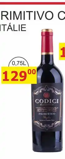BENE Nápoje PRIMITIVO CODICI ITÁLIE Puglia 0,75L nabídka