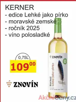 BENE Nápoje ZNOVÍN KERNER - edice Lehké jako pírko 0,75L nabídka