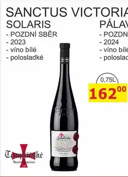 BENE Nápoje Templářské sklepy 0,75l SANCTUS VICTORIA SOLARIS PÁLA nabídka