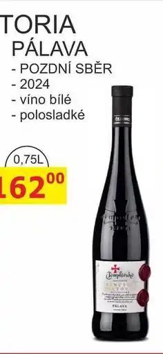BENE Nápoje Templářské sklepy 0,75l TORIA PÁLAVA nabídka