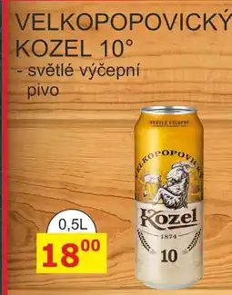 BENE Nápoje Velkopopovický Kozel 10° Pivo výčepní světlé plechovka 0,5l 500ml nabídka