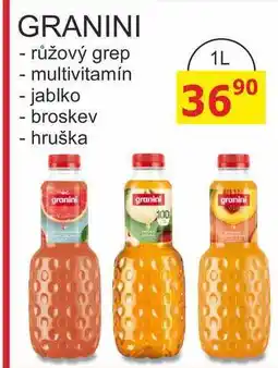 BENE Nápoje GRANINI - růžový grep/multivitamín/jablko/broskev/hruška 1L nabídka