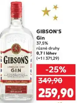Kaufland GIBSON'S Gin 37,5% nabídka