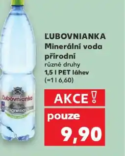 Kaufland ĽUBOVNIANKA Minerální voda přírodní nabídka