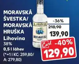 Kaufland MORAVSKÁ ŠVESTKA/ MORAVSKÁ HRUŠKA Lihovina nabídka
