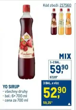 Makro YO sirup nabídka