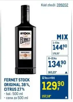 Makro Fernet Stock original 38%, citrus 27% nabídka