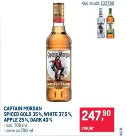 Makro Captain Morgan spiced gold 35%, white 37,5%, apple 25%, dark 40% nabídka