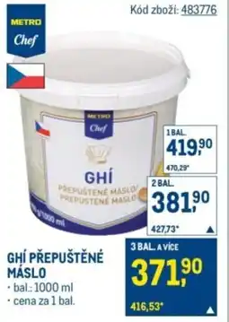 Makro Metro Chef Ghí přepuštěné máslo nabídka