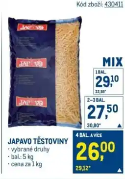 Makro Japavo těstoviny nabídka