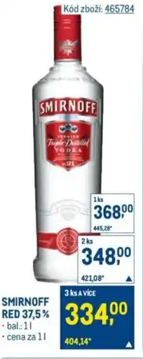 Makro Smirnoff red 37.5% nabídka