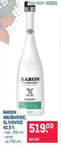 Makro Baron hruškovice, slivovice 42.5% nabídka