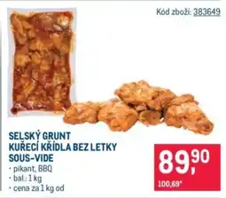 Makro Selský grunt kuřecí křídla bez letky sous-vide nabídka