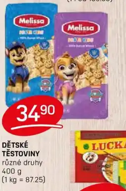 Flop Dětské těstoviny nabídka