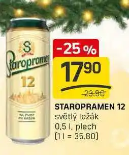 Flop STAROPRAMEN 12 světlý ležák 0,5 1, plech nabídka