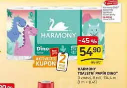 Flop HARMONY TOALETNÍ PAPÍR DINO 3 vrstvý, 8 rolí, 134,4 m nabídka