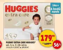 Penny Market PLENKY EXTRA CARE HUGGIES vel. 3, 4, 5, 28-40 ks nabídka