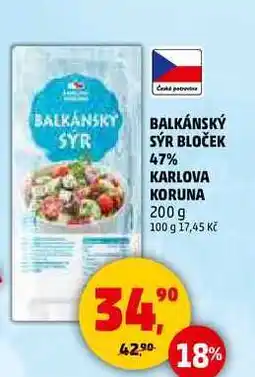 Penny Market BALKÁNSKÝ SÝR BLOČEK 47% KARLOVA KORUNA, 200 g nabídka