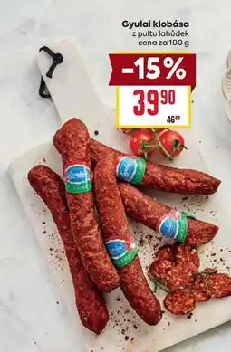 Billa Gyulai klobása z pultu lahůdek cena za 100g nabídka
