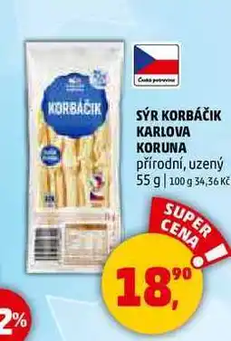 Penny Market SÝR KORBÁČIK KARLOVA KORUNA, 55 g nabídka