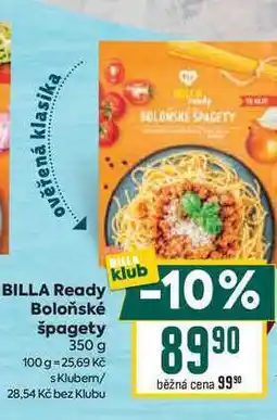 Billa BILLA Ready Boloňské špagety 350 g nabídka