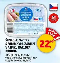 Penny Market ŠUNKOVÉ ZÁVITKY S PAŘÍŽSKÝM SALÁTEM V ASPIKU KARLOVA KORUNA, 200 g nabídka