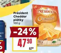 Billa Président Cheddar plátky 100g nabídka