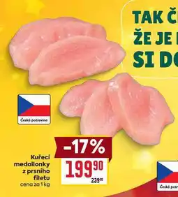 Billa Kuřecí medailonky z prsního filetu cena za 1 kg nabídka