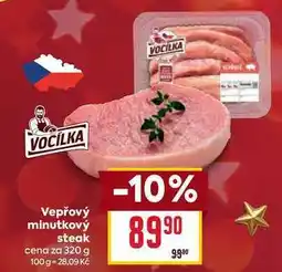 Billa Vepřový minutkový steak cena za 320 g nabídka