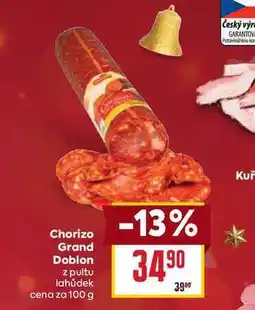 Billa Chorizo Grand Doblon z pultu lahůdek cena za 100g nabídka