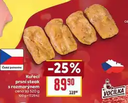 Billa Kuřecí prsní steak s rozmarýnem cena za 520 g nabídka