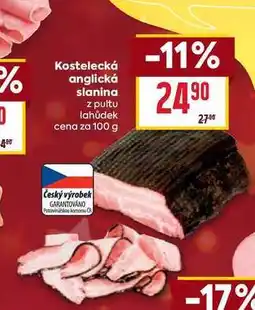 Billa Kostelecká anglická slanina z pultu lahůdek cena za 100g nabídka
