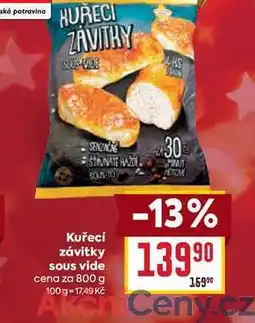 Billa Kuřecí závitky sous vide cena za 800 g nabídka