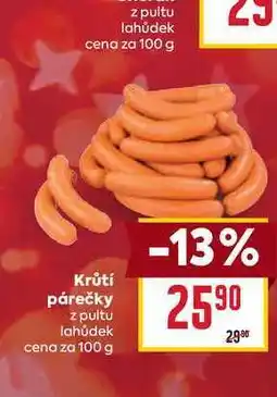 Billa Krůtí párečky z pultu lahůdek cena za 100g nabídka
