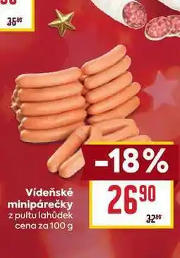Billa Vídeňské minipárečky z pultu lahůdek cena za 100g nabídka