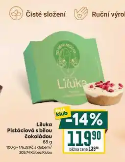 Billa Liluka Pistáciová s bílou čokoládou 68 g nabídka