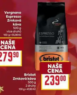 Billa Bristot Zrnková káva 500 g nabídka