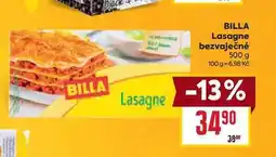 Billa BILLA Lasagne bezvaječné 500 g nabídka