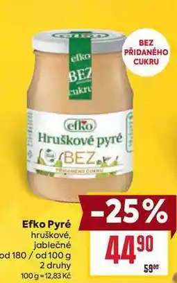 Billa Efko Pyré hruškové, jablečné od 180/ od 100g nabídka