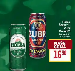 Billa Holba Šerák 11, Zubr Grand 11 0,51, plech nabídka