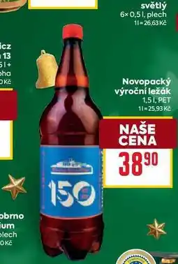 Billa Novopacký výroční ležák 1,51, PET nabídka
