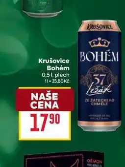 Billa Krušovice Bohém 0,51, plech nabídka