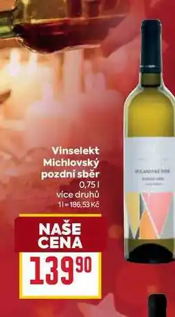 Billa Vinselekt Michlovský pozdní sběr 0,75l nabídka