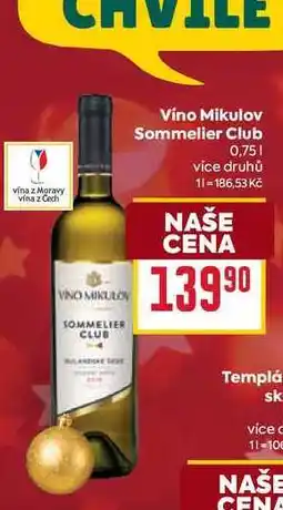Billa Vino Mikulov Sommelier Club 0,75l nabídka