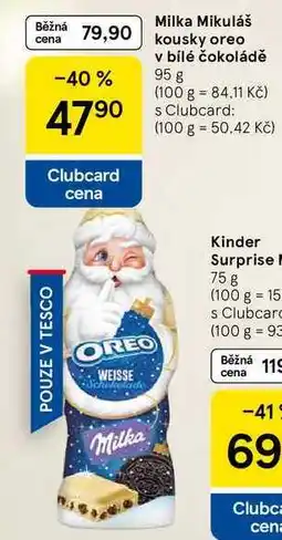 Tesco Milka Mikuláš kousky oreo v bílé čokoládě, 95 g nabídka
